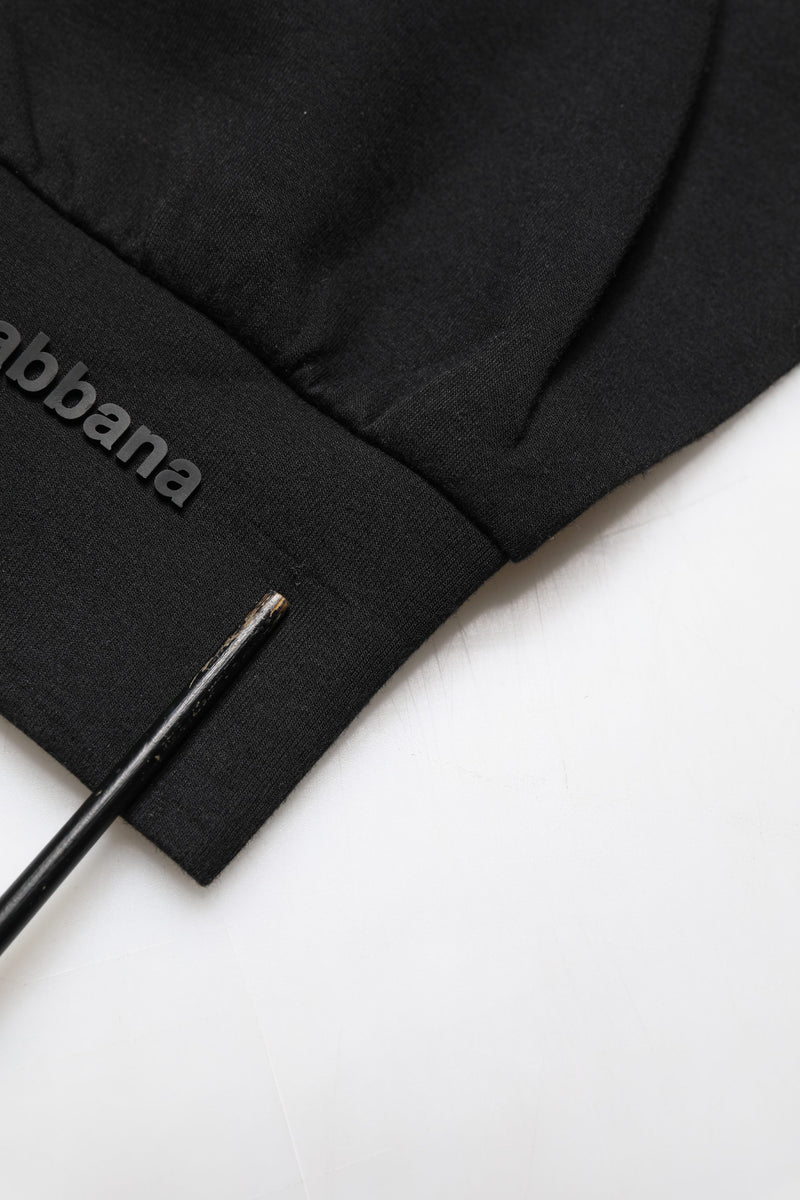 Dolce & Gabbana Black Cotton DG Men CrewNeck Pullover Sweater