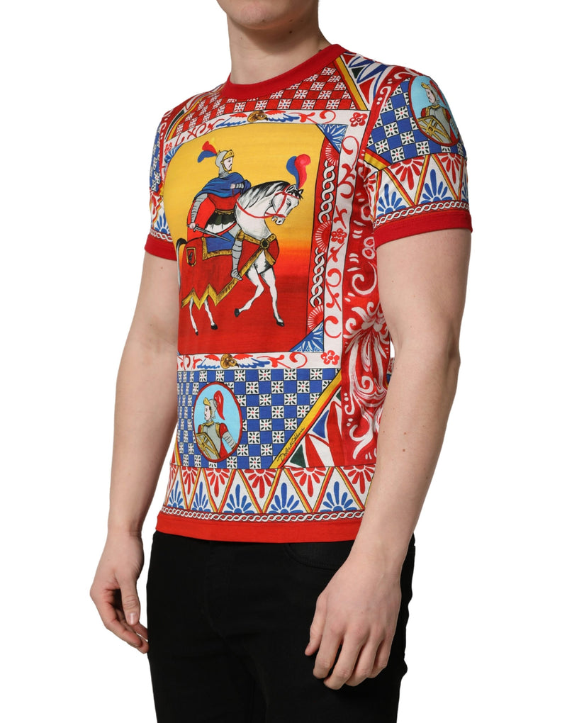 Dolce & Gabbana Meerkleurig T-shirt met Ronde Hals met Carretto-print