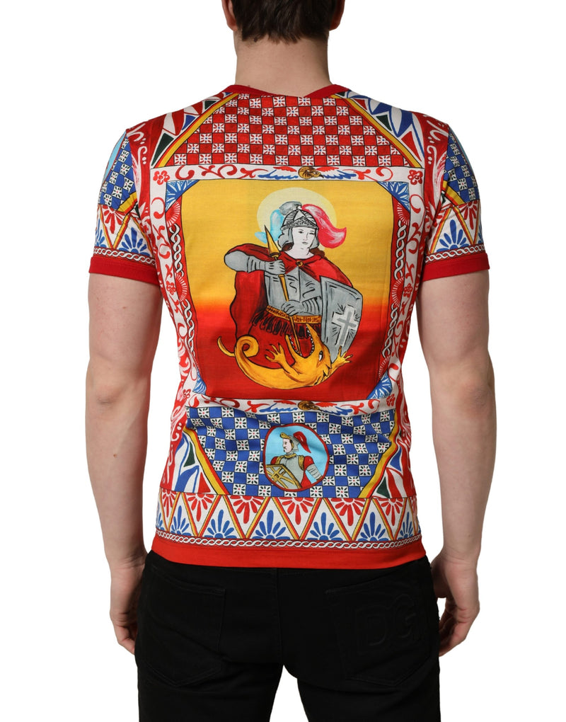 Dolce & Gabbana Meerkleurig T-shirt met Ronde Hals met Carretto-print