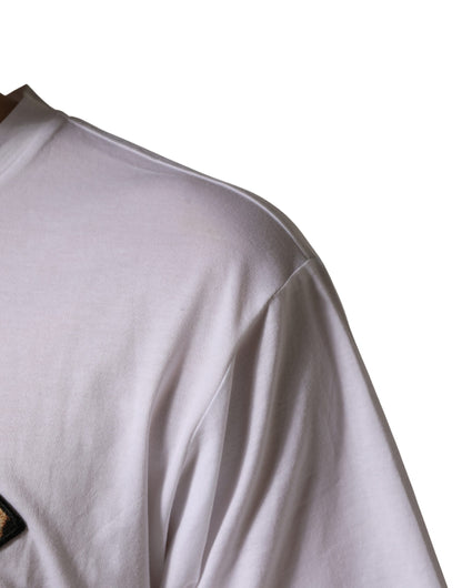 T-shirt en coton pour homme Dolce & Gabbana blanc imprimé léopard avec logo DG