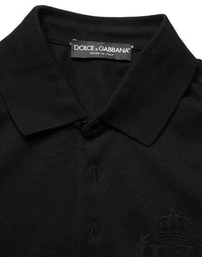 T-shirt Polo Homme Dolce & Gabbana en Coton Noir à Col et Manches Courtes