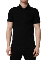 T-shirt Polo Homme Dolce & Gabbana en Coton Noir à Col et Manches Courtes