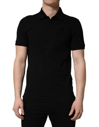 T-shirt Polo Homme Dolce & Gabbana en Coton Noir à Col et Manches Courtes