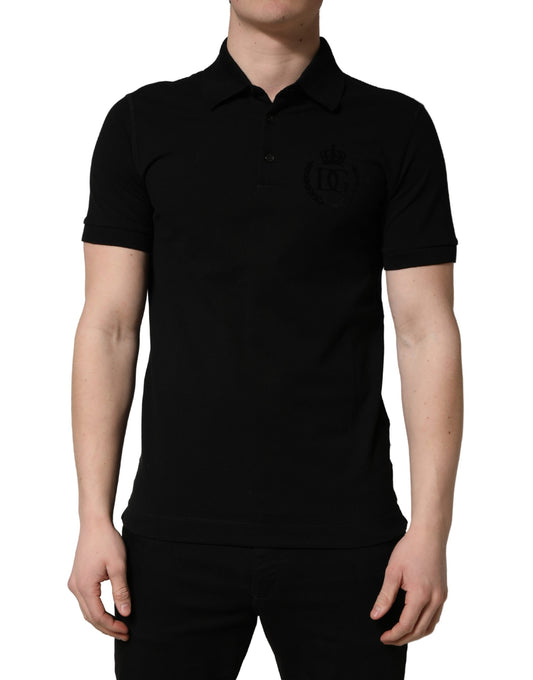 Dolce & Gabbana Zwarte Katoenen Polo T-shirt voor Heren met Kraag en Korte Mouwen