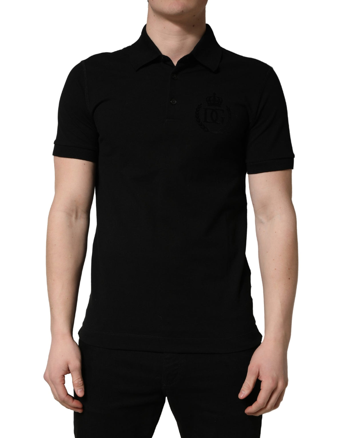 T-shirt Polo Homme Dolce & Gabbana en Coton Noir à Col et Manches Courtes