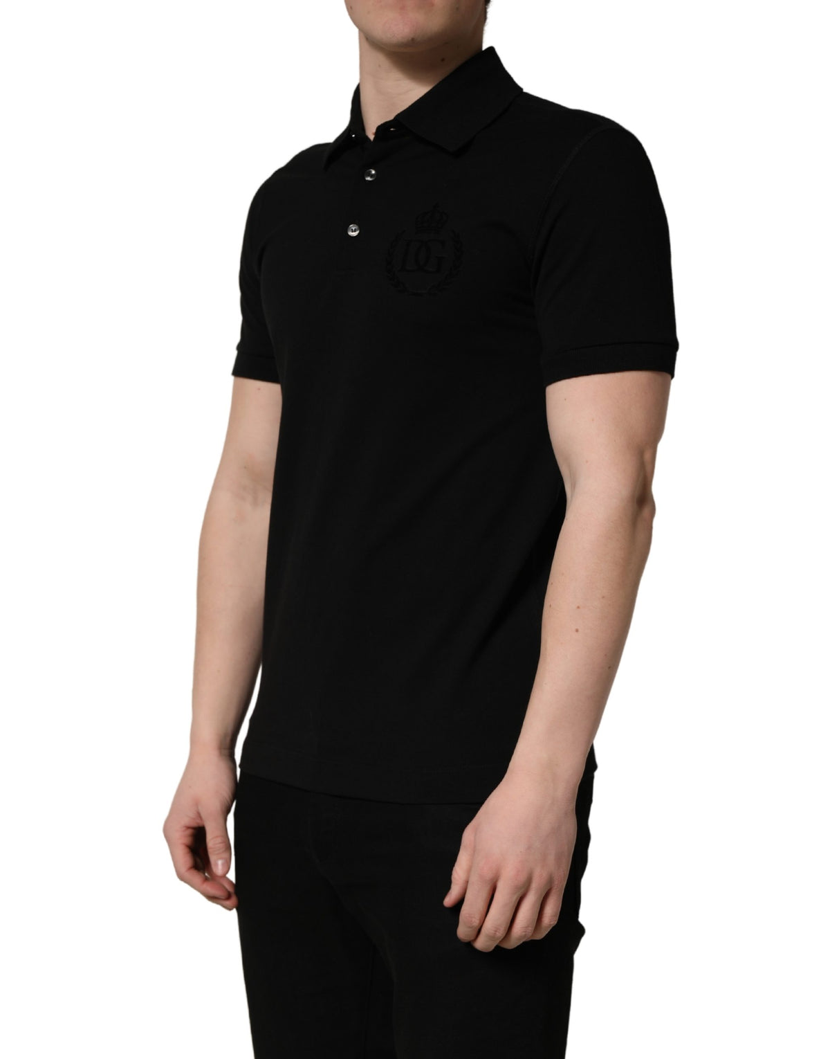 T-shirt Polo Homme Dolce & Gabbana en Coton Noir à Col et Manches Courtes