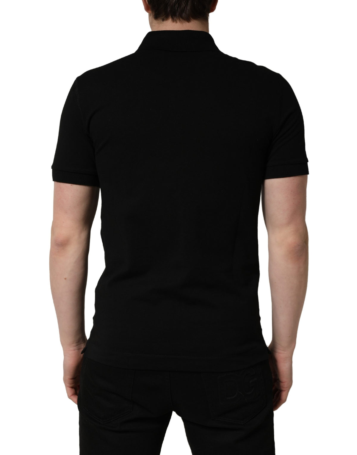 T-shirt Polo Homme Dolce & Gabbana en Coton Noir à Col et Manches Courtes