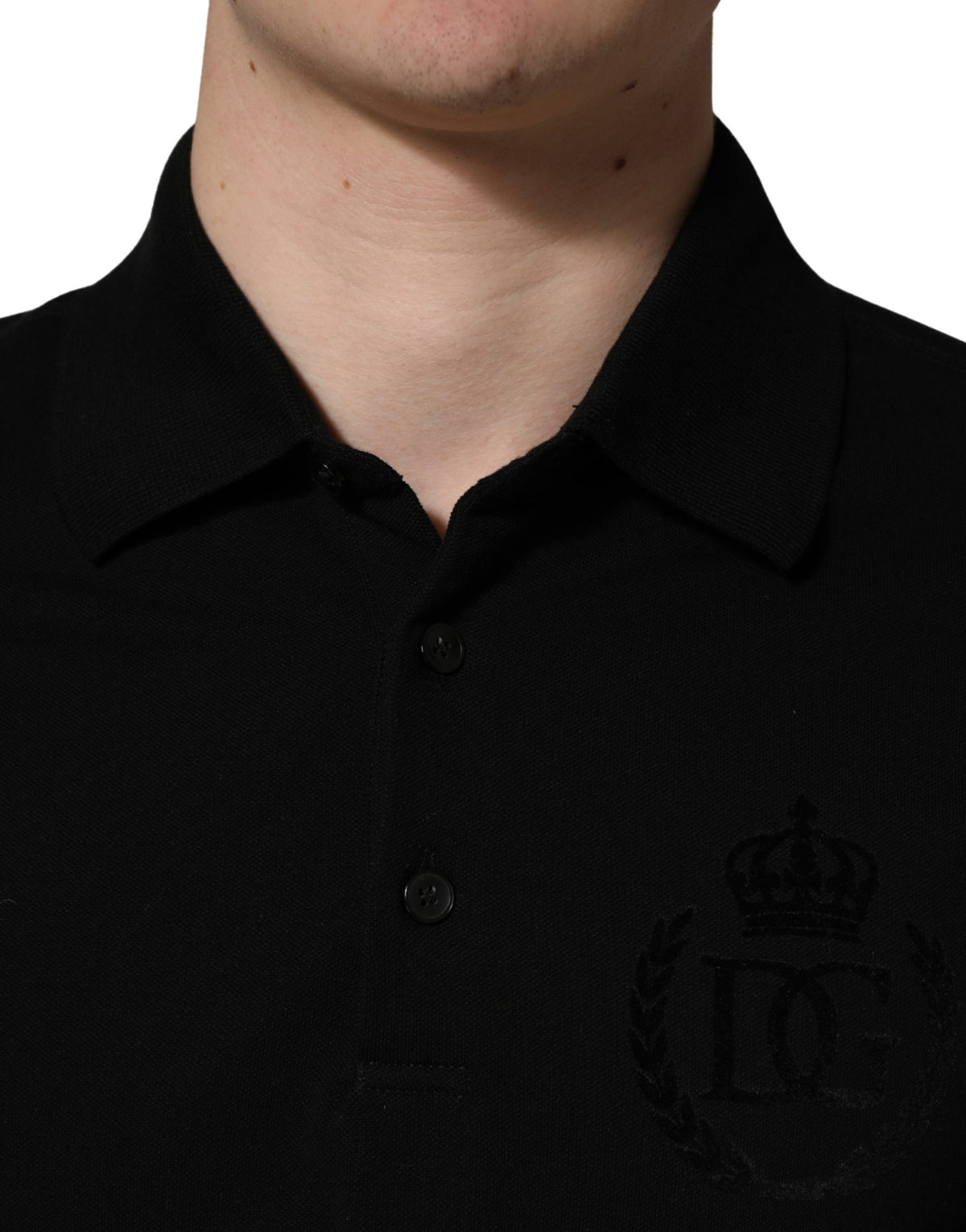 T-shirt Polo Homme Dolce & Gabbana en Coton Noir à Col et Manches Courtes