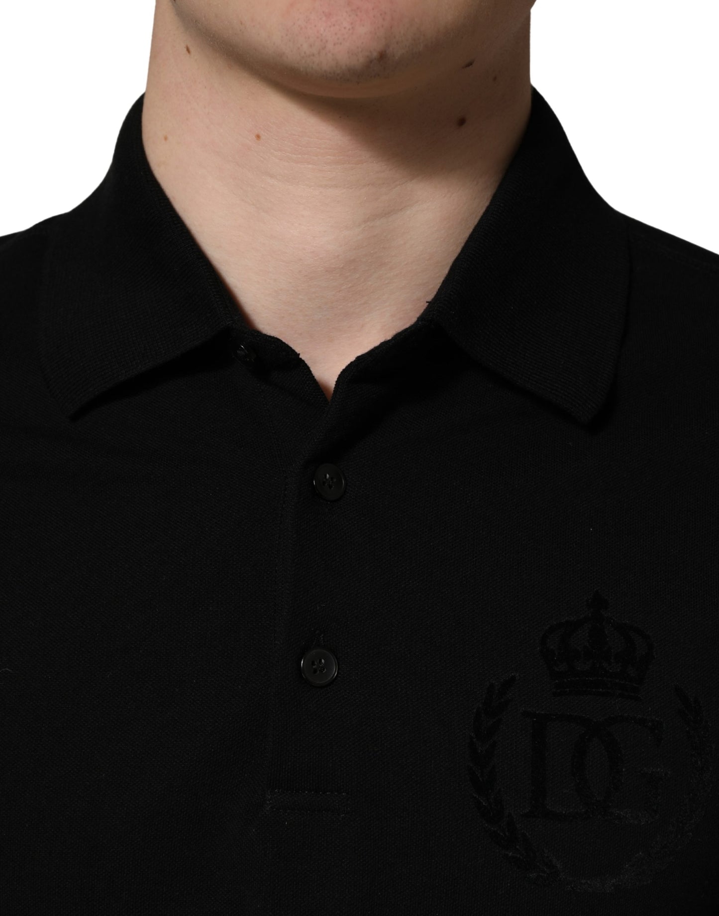 T-shirt Polo Homme Dolce & Gabbana en Coton Noir à Col et Manches Courtes