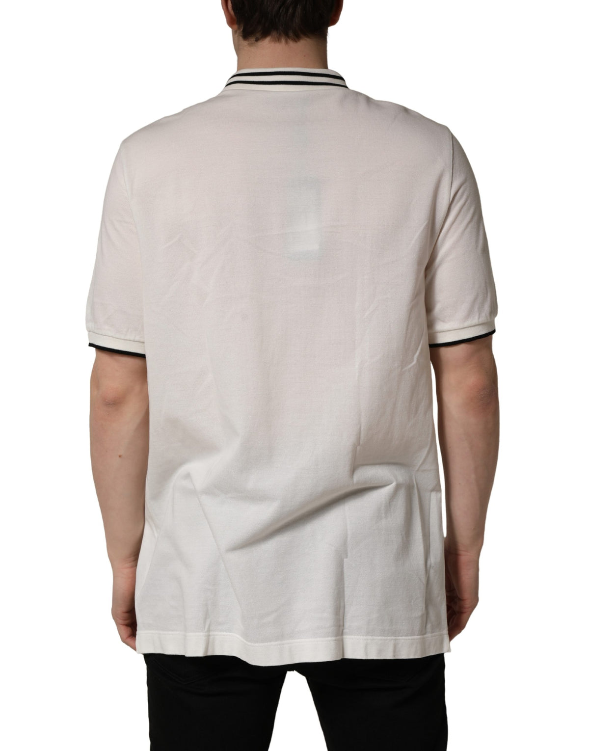 T-shirt polo Dolce & Gabbana à manches courtes et plaque logo blanche