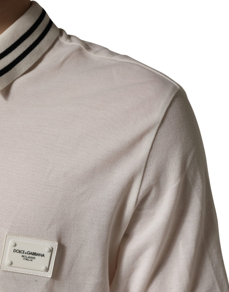 Dolce & Gabbana White Logo Plaque Short Sleeve Polo T-shirt