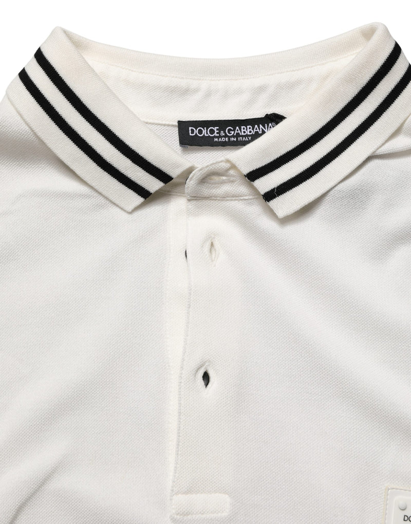 Dolce & Gabbana White Logo Plaque Short Sleeve Polo T-shirt