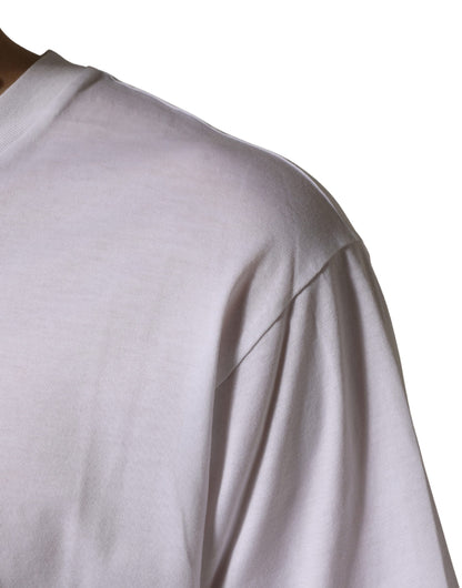 T-shirt Dolce & Gabbana blanc en coton, coupe oversize, col rond pour homme