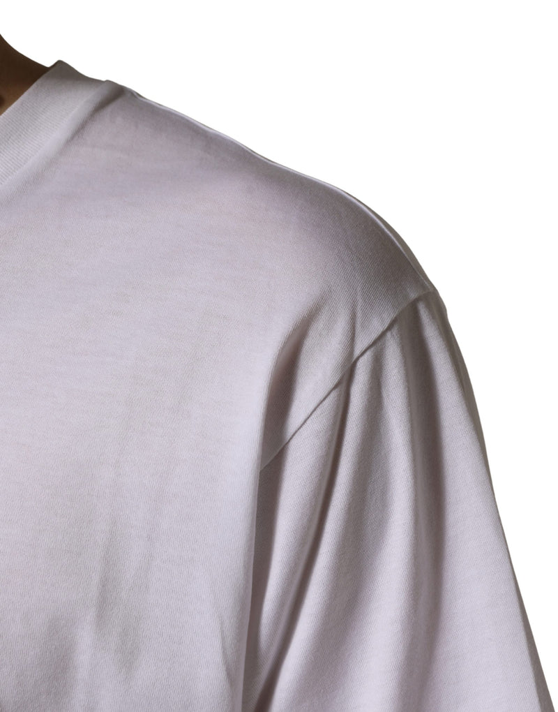 Dolce & Gabbana White Oversized Cotton Men Crew Neck T-shirt