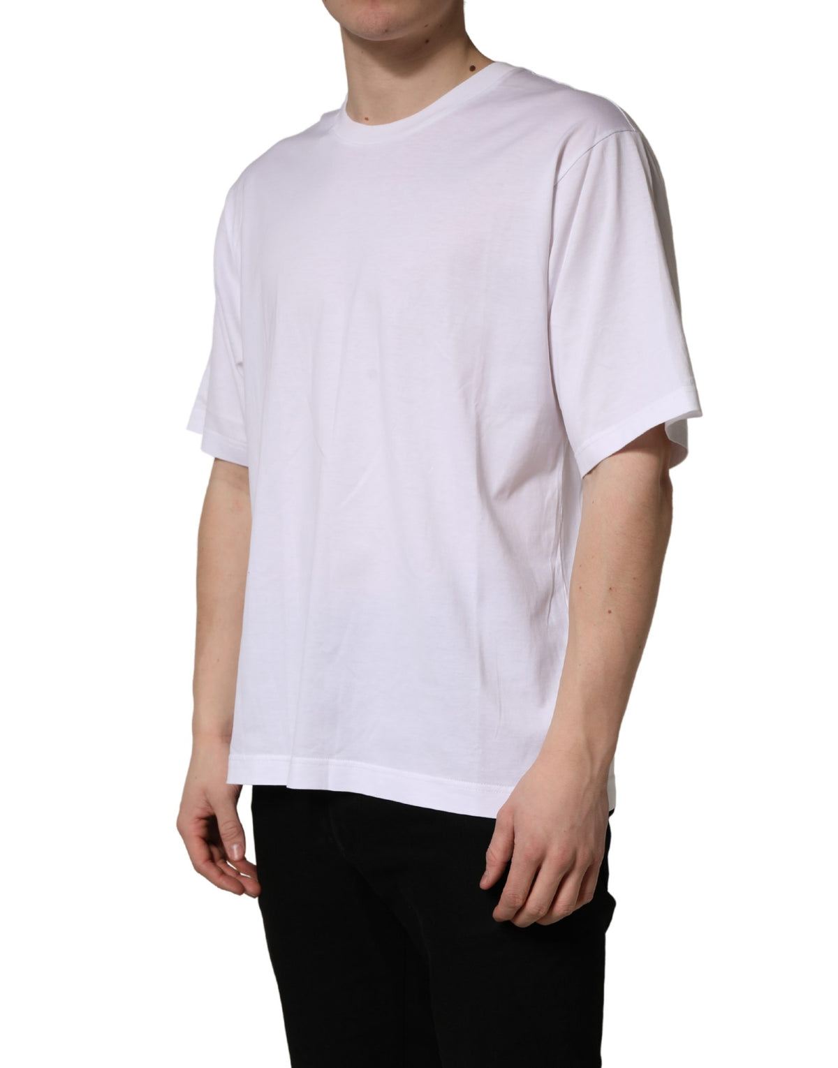 T-shirt Dolce & Gabbana blanc en coton, coupe oversize, col rond pour homme