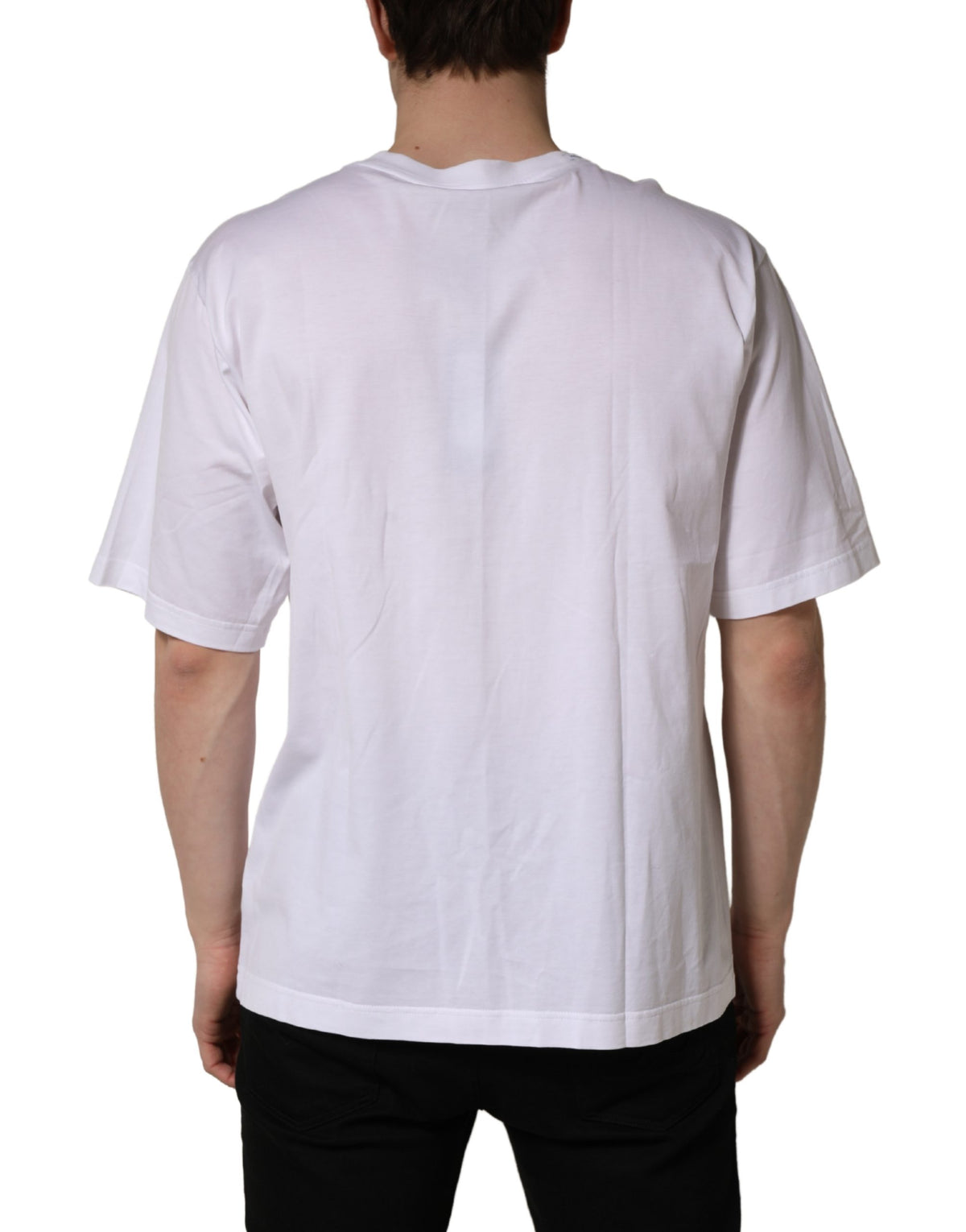 T-shirt Dolce & Gabbana blanc en coton, coupe oversize, col rond pour homme