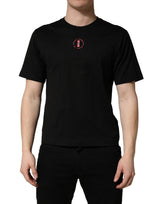 T-shirt ras du cou Dolce & Gabbana en jersey de coton noir avec patch logo