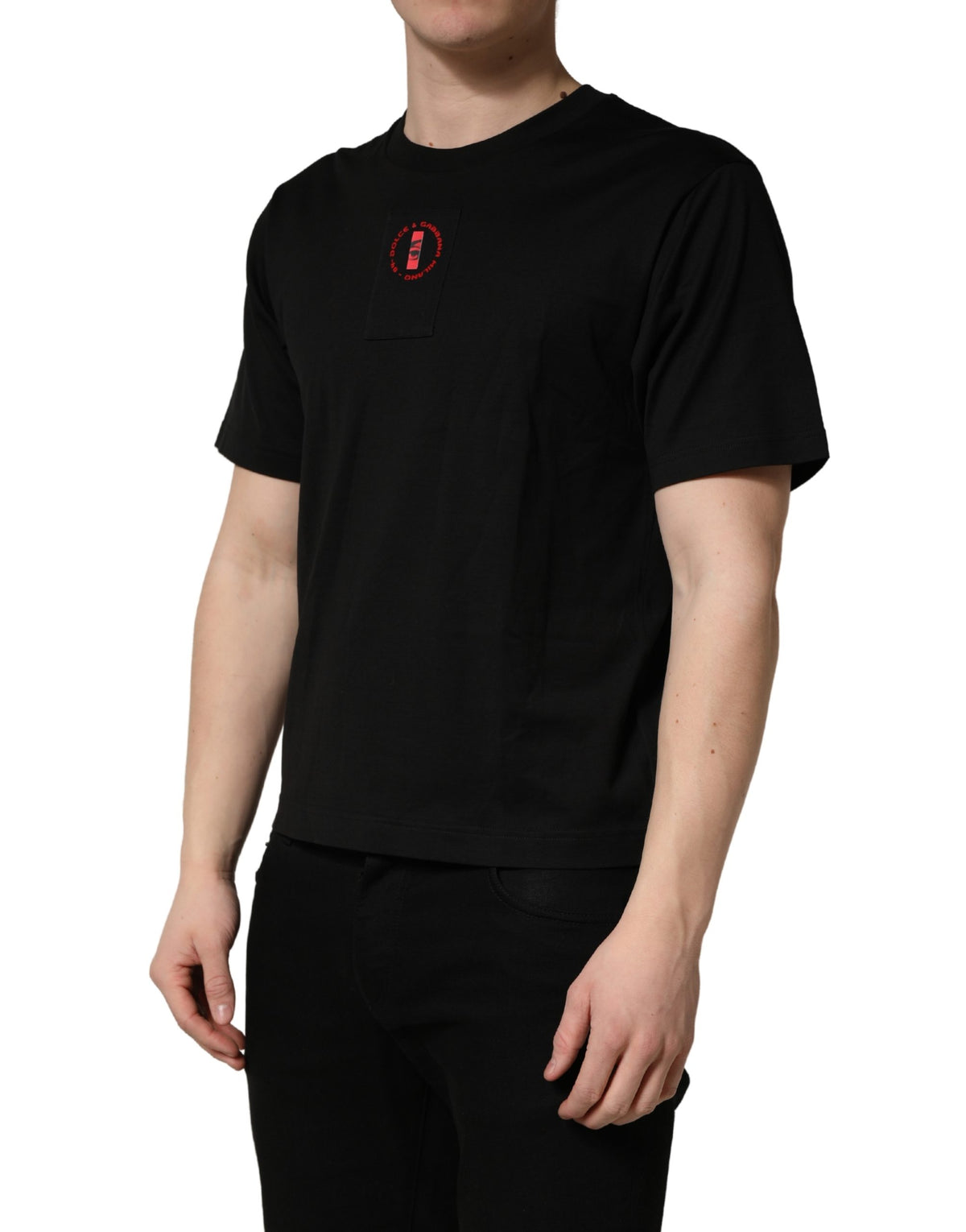 T-shirt ras du cou Dolce & Gabbana en jersey de coton noir avec patch logo