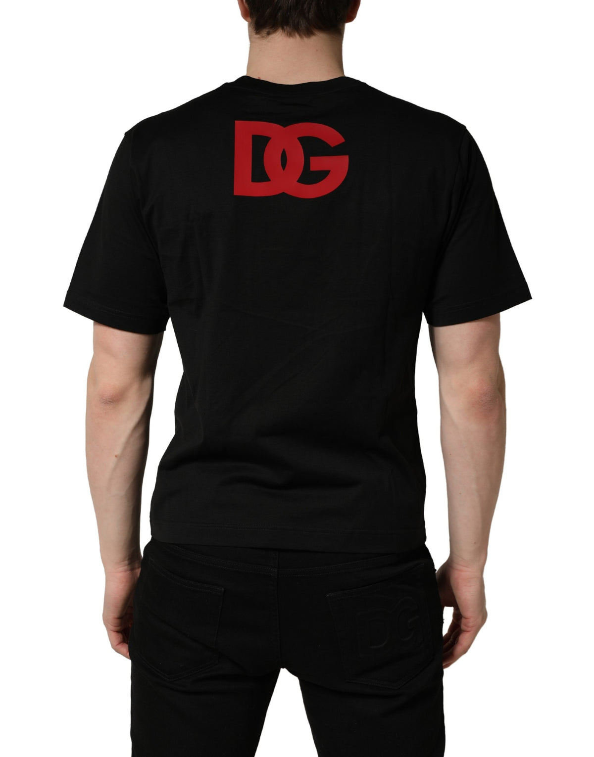 T-shirt ras du cou Dolce & Gabbana en jersey de coton noir avec patch logo