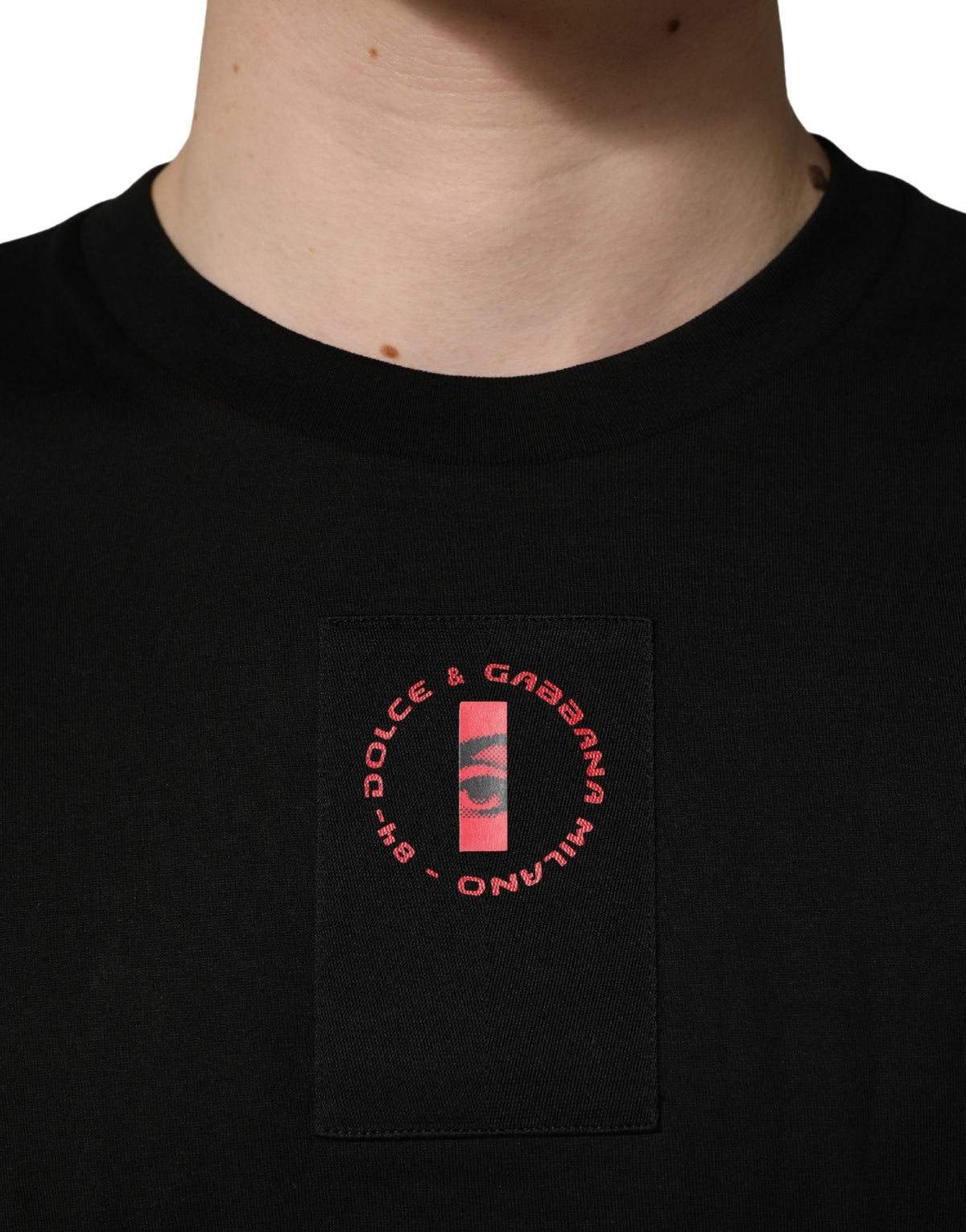 T-shirt ras du cou Dolce & Gabbana en jersey de coton noir avec patch logo