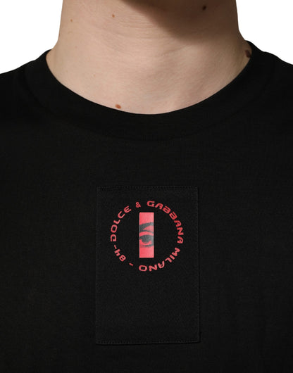 T-shirt ras du cou Dolce & Gabbana en jersey de coton noir avec patch logo