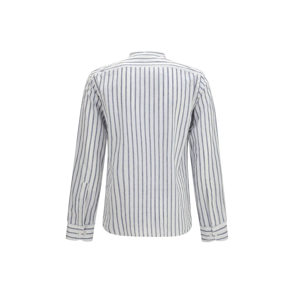 Brooksfield Blue Cotton Pattern Shirt - Slim Fit for Men