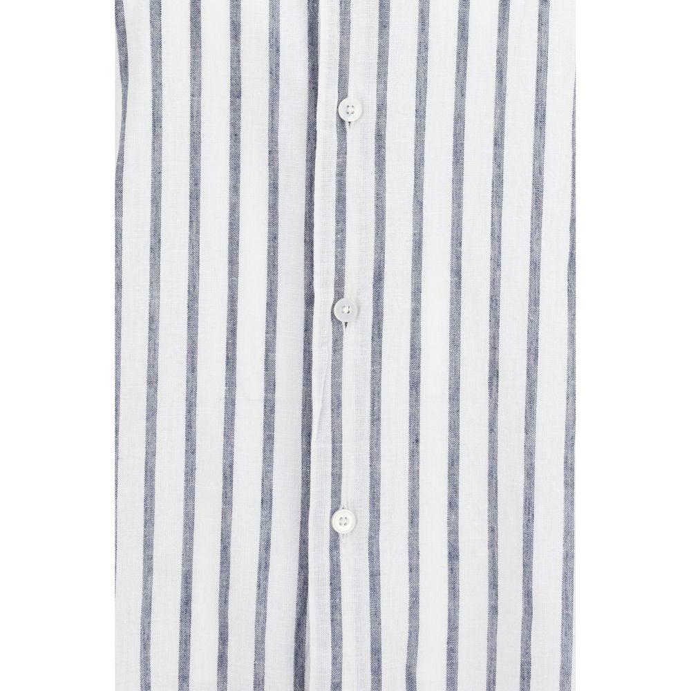 Brooksfield Blue Cotton Pattern Shirt - Slim Fit for Men