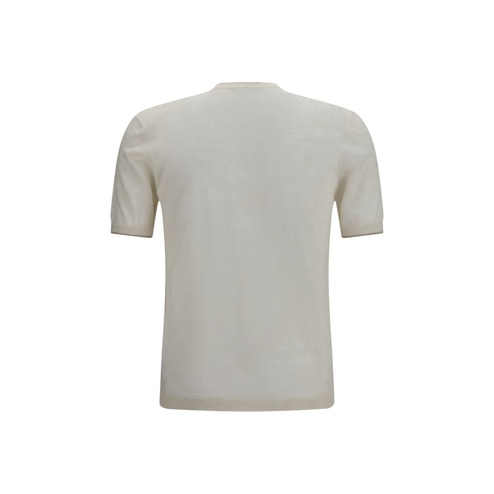 Brooksfield White Linen Shortsleeve Shirt - Regular Fit