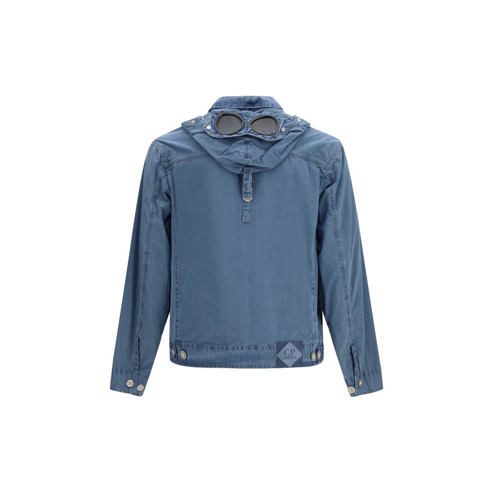 C.P. Company 50 Fili Indigo Bleached Goggle Jacket - Blue