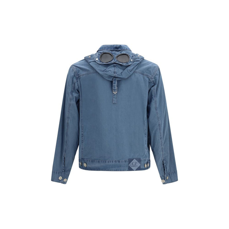 C.P. Company 50 Fili Indigo Bleached Goggle Jacket - Blue