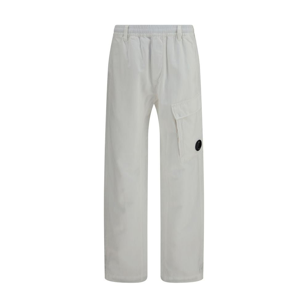 C.P. Company White Cotton Cargo Pants - SS26