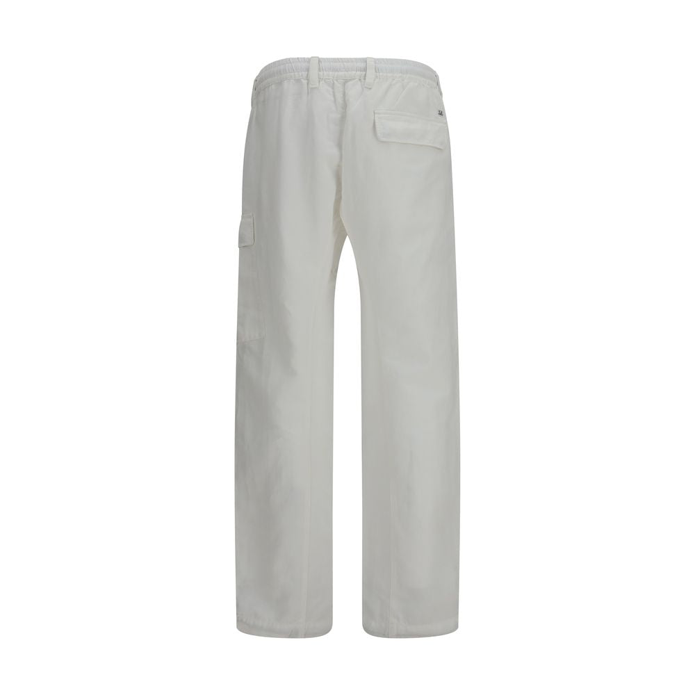 C.P. Company White Cotton Cargo Pants - SS26