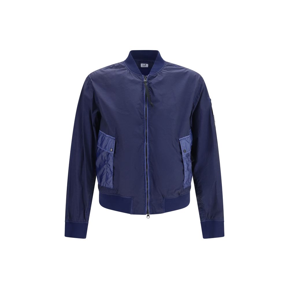 C.P. Company Blue Polyamide Bomber Jacket - Bi-TM Mixed Lens