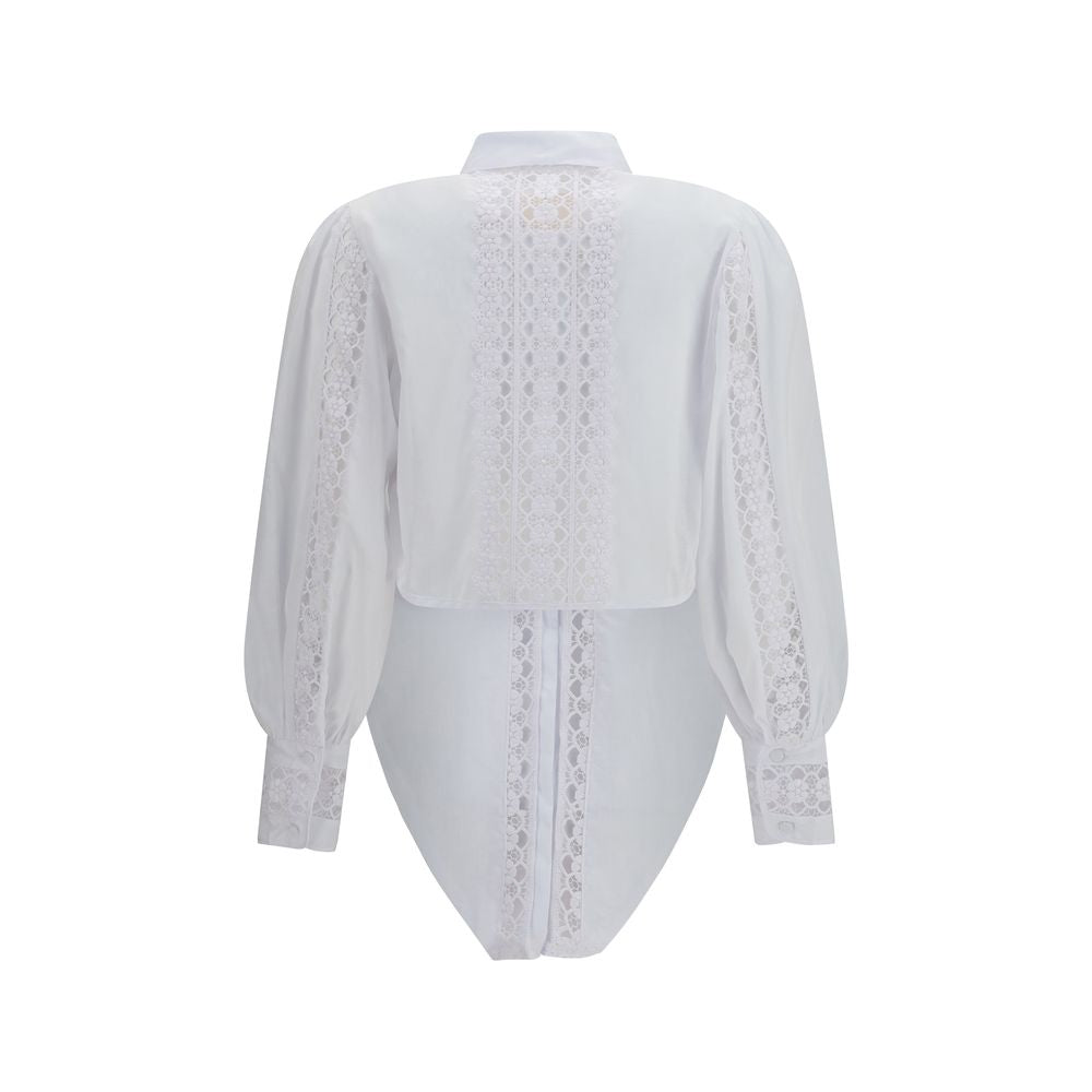 Charo Ruiz Devi White Cotton Blouse for Women