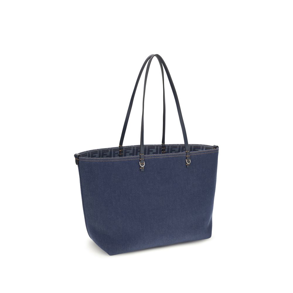 Fendi Blue Cotton Shoulder Bag - Versatile Denim Tote
