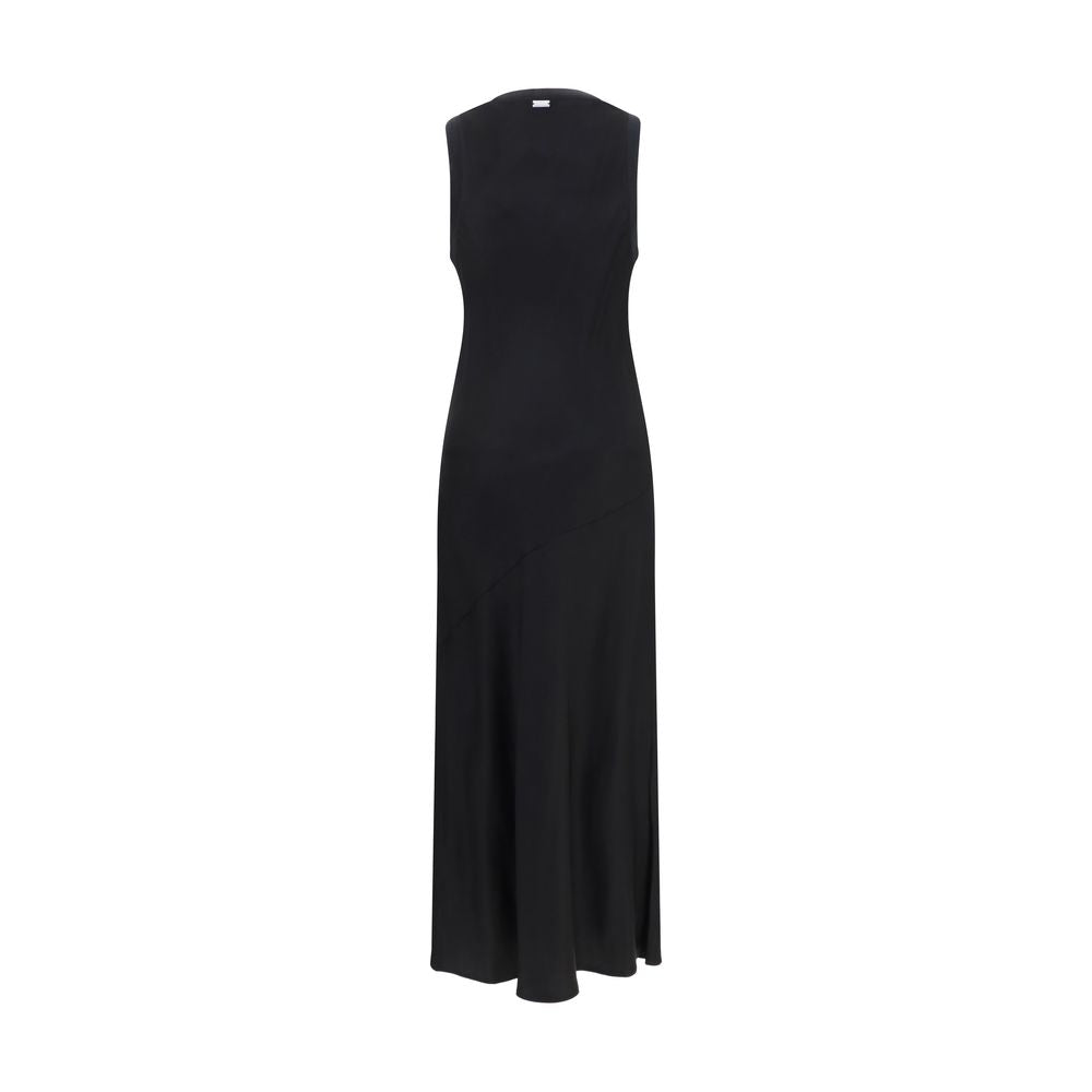 Ami Paris Black Viscose Casual Dress - Sleeveless Long Design
