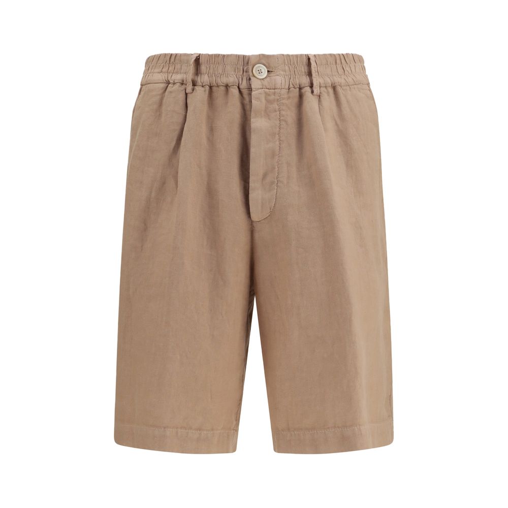 Brunello Cucinelli Brown Linen Bermuda Shorts for Men