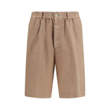 Brunello Cucinelli Brown Linen Bermuda Shorts for Men