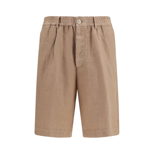Brunello Cucinelli Brown Linen Bermuda Shorts for Men