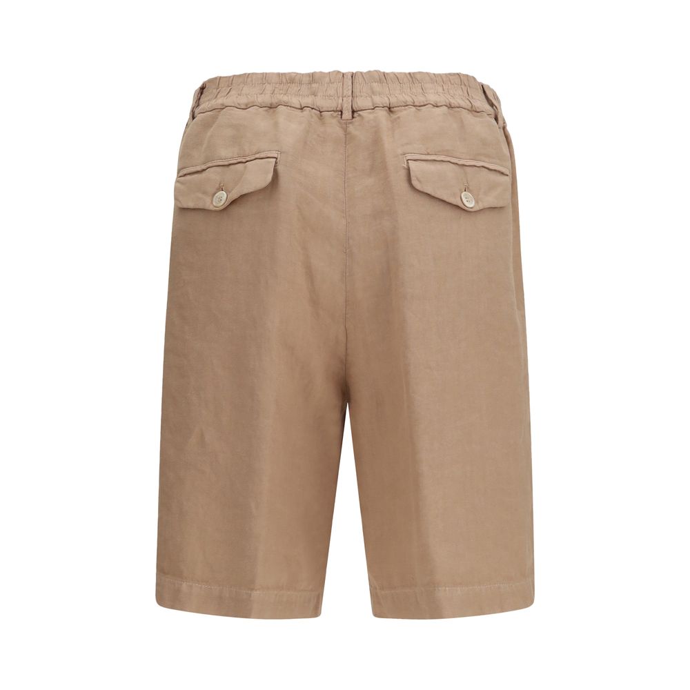 Brunello Cucinelli Brown Linen Bermuda Shorts for Men