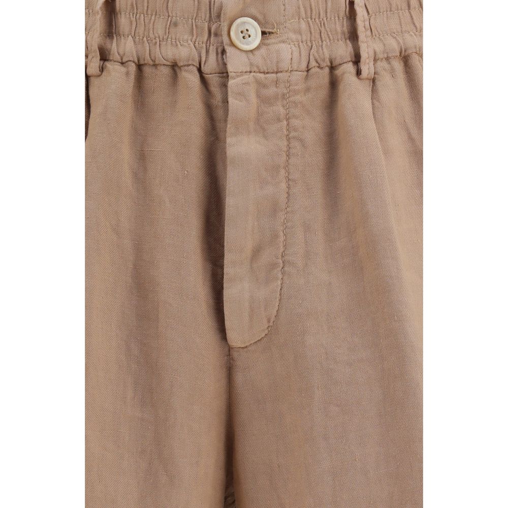 Brunello Cucinelli Brown Linen Bermuda Shorts for Men