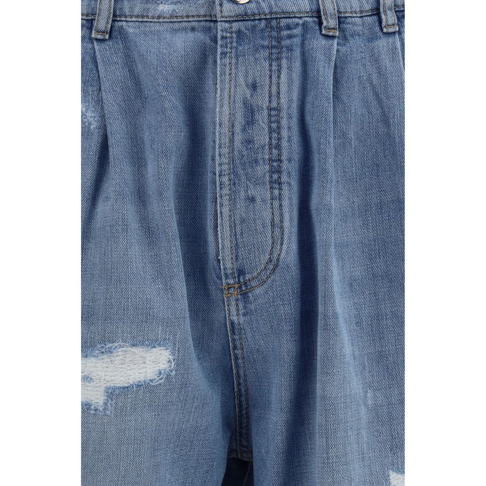 Brunello Cucinelli Blue Cotton Straight-Leg Jeans for Men