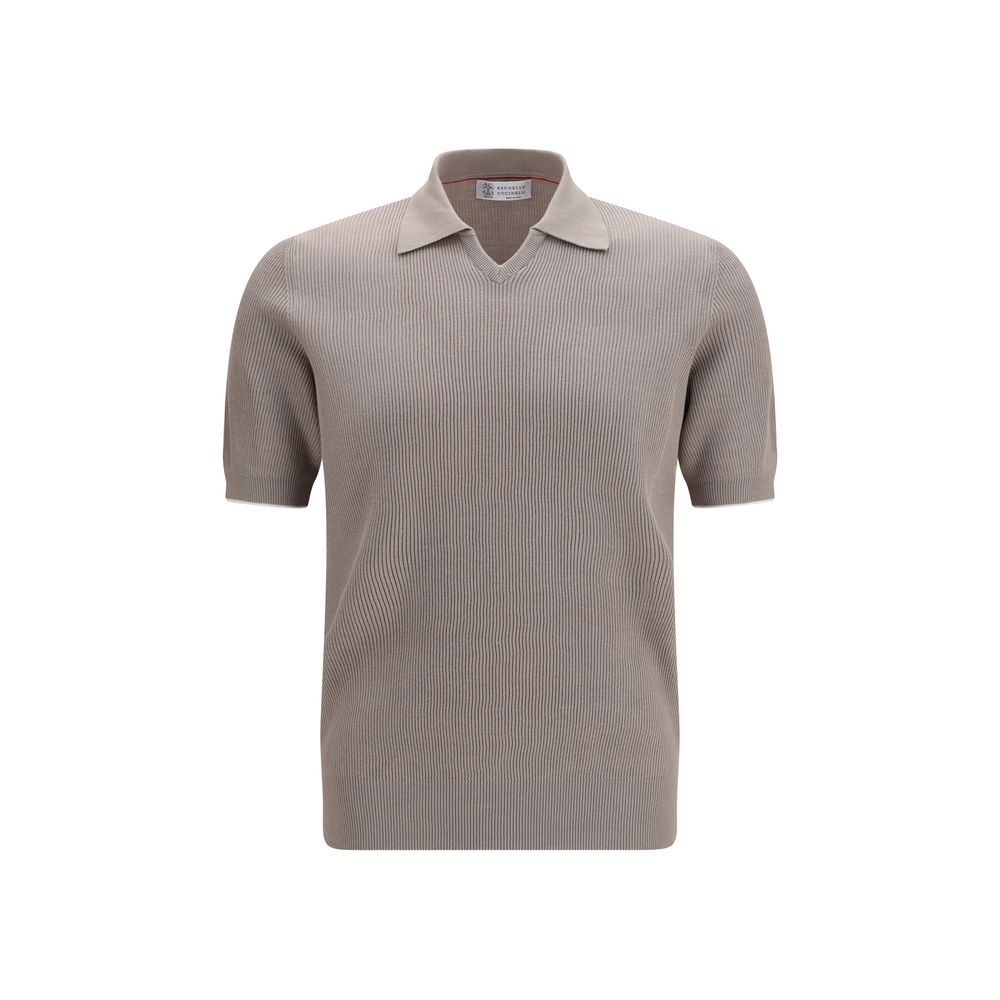 Brunello Cucinelli Gray Cotton Polo Shirt for Men