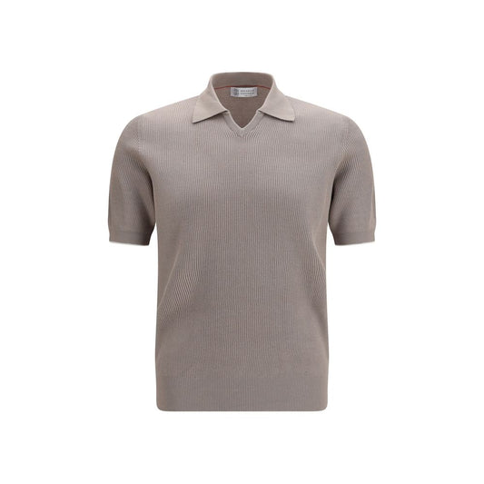 Brunello Cucinelli Gray Cotton Polo Shirt for Men
