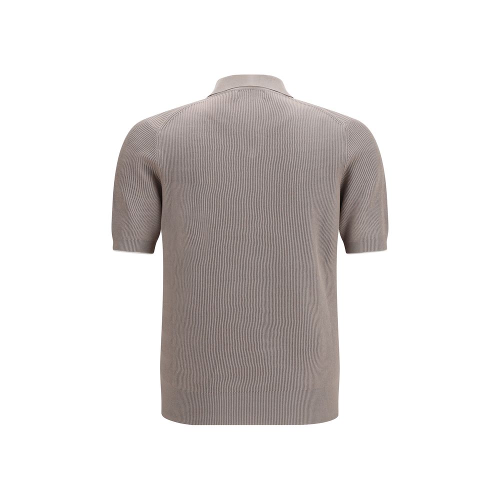 Brunello Cucinelli Gray Cotton Polo Shirt for Men