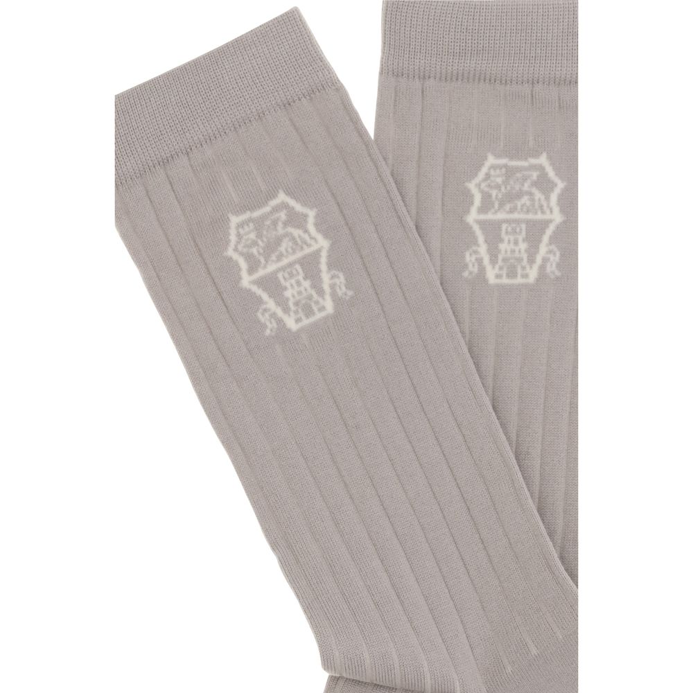 Brunello Cucinelli Beige Cotton Socks for Men