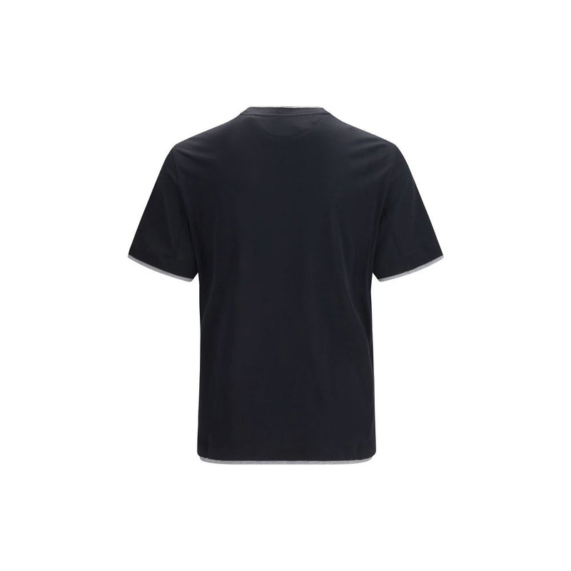 Brunello Cucinelli Black Silk T-Shirt for Men