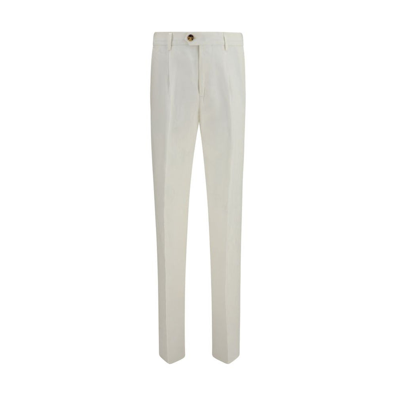 Brunello Cucinelli White Linen Casual Pants for Men