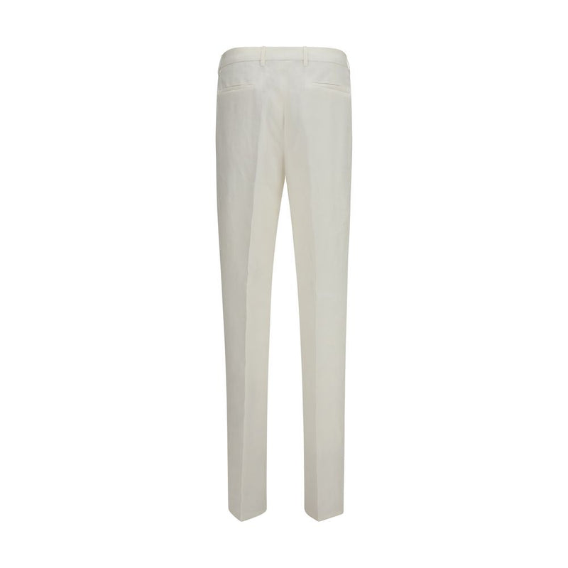 Brunello Cucinelli White Linen Casual Pants for Men