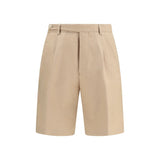 Brunello Cucinelli Beige Cotton Bermuda Shorts for Men
